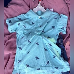 Set Boys' Light Aqua Dino Polo Shirt
